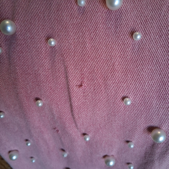 POL Pearl Jeans Pink Embellished Denim Statement High Rise Size Small - Picture 12 of 16